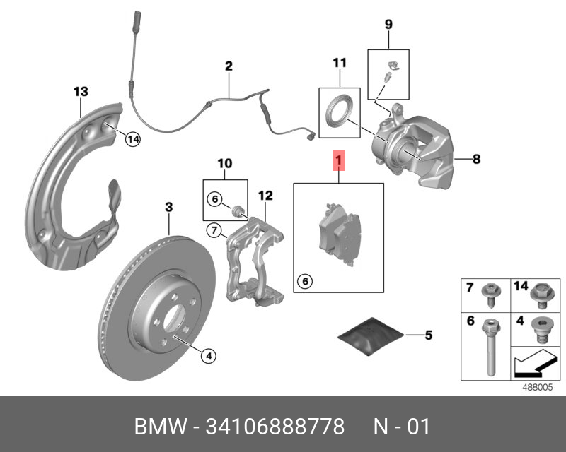Колодки тормозные дисковые | перед | BMW 34106888778
