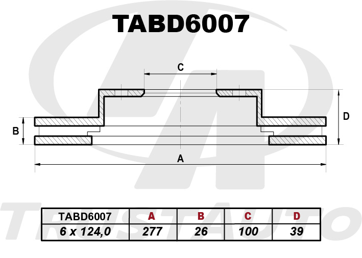 Тормозной диск (277x26x100x392x6) TRUSTAUTO TABD6007