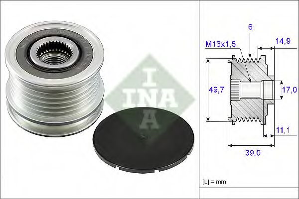 Шкив Генератора A6111550715 Ina 535005010 A6111550715 Ina арт 535005010 INA 535005010