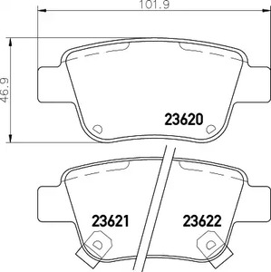 Комплект дисковых тормозных колодок HELLA 8DB355029621