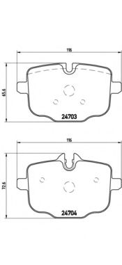 Колодки задBMW 56 F10F11F13 BREMBO P06061