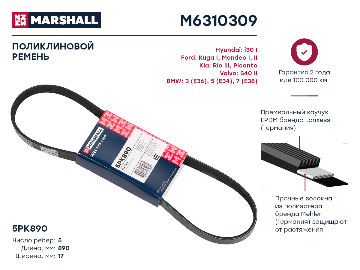 Ремень поликлиновой MARSHALL M6310309