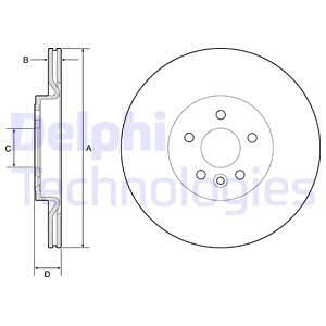 Диск тормозн задн вент (325 x 20 mm) 5 отв (с покрытием) DELPHI BG4786C