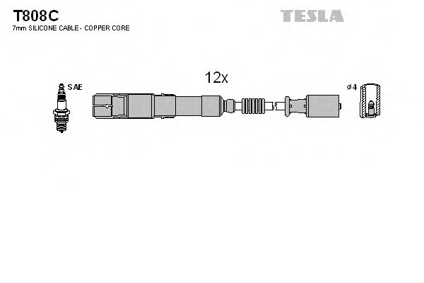 Провода высоковольтные компл TESLA T808C