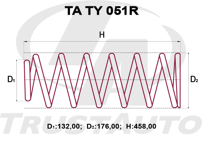 Пружина подвески задняя LC100 усиленная 460мм TRUSTAUTO TATY051R