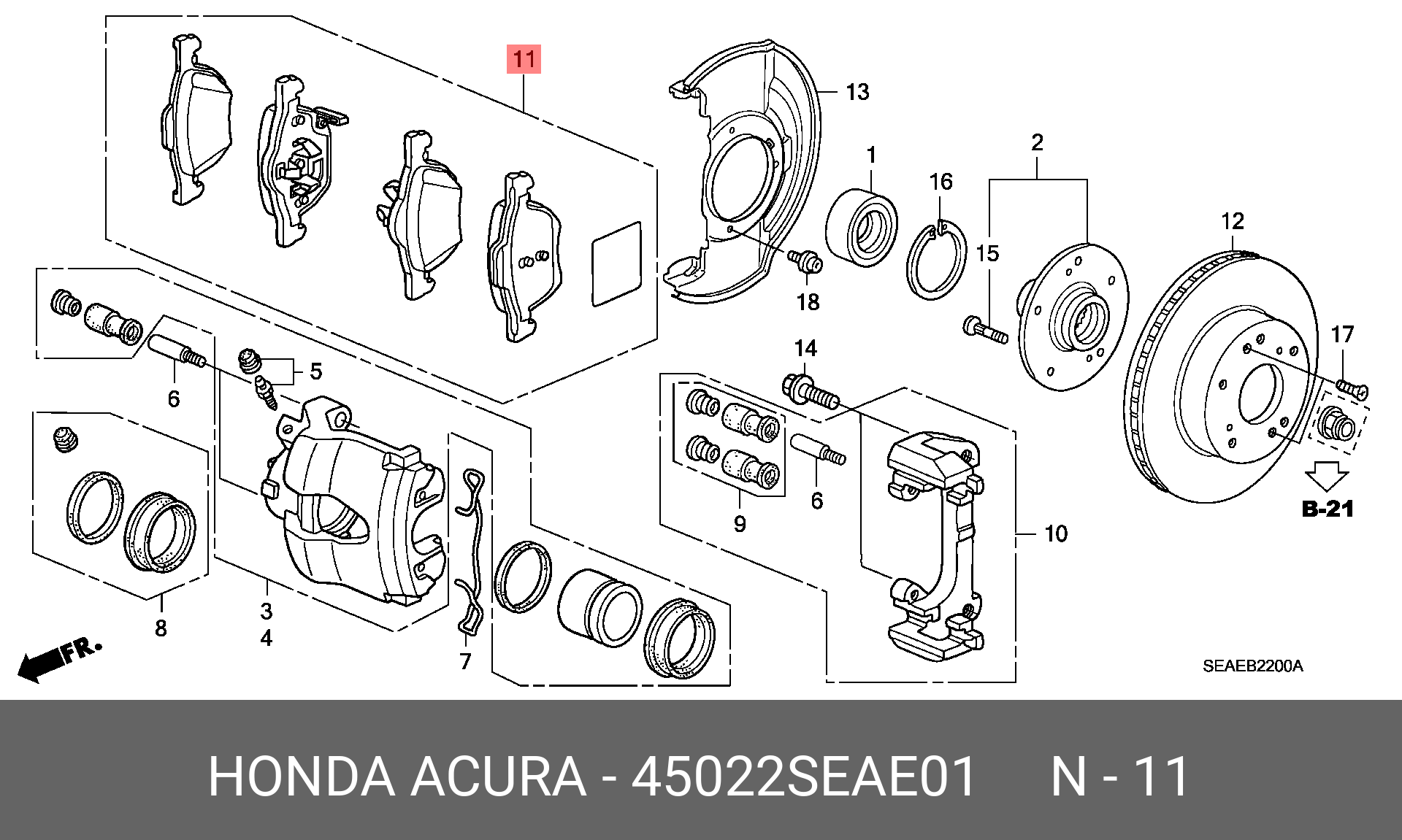 КОЛОДКИ ДИСКОВЫЕ HONDA 45022SEAE01