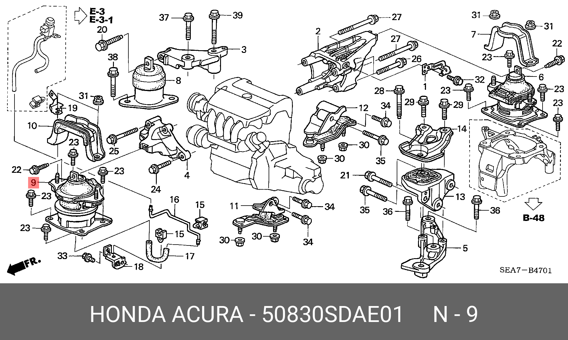 ОПОРА ДВС ПЕРЕДНЯЯ/MTG RUB ASSYENG HONDA 50830SDAE01