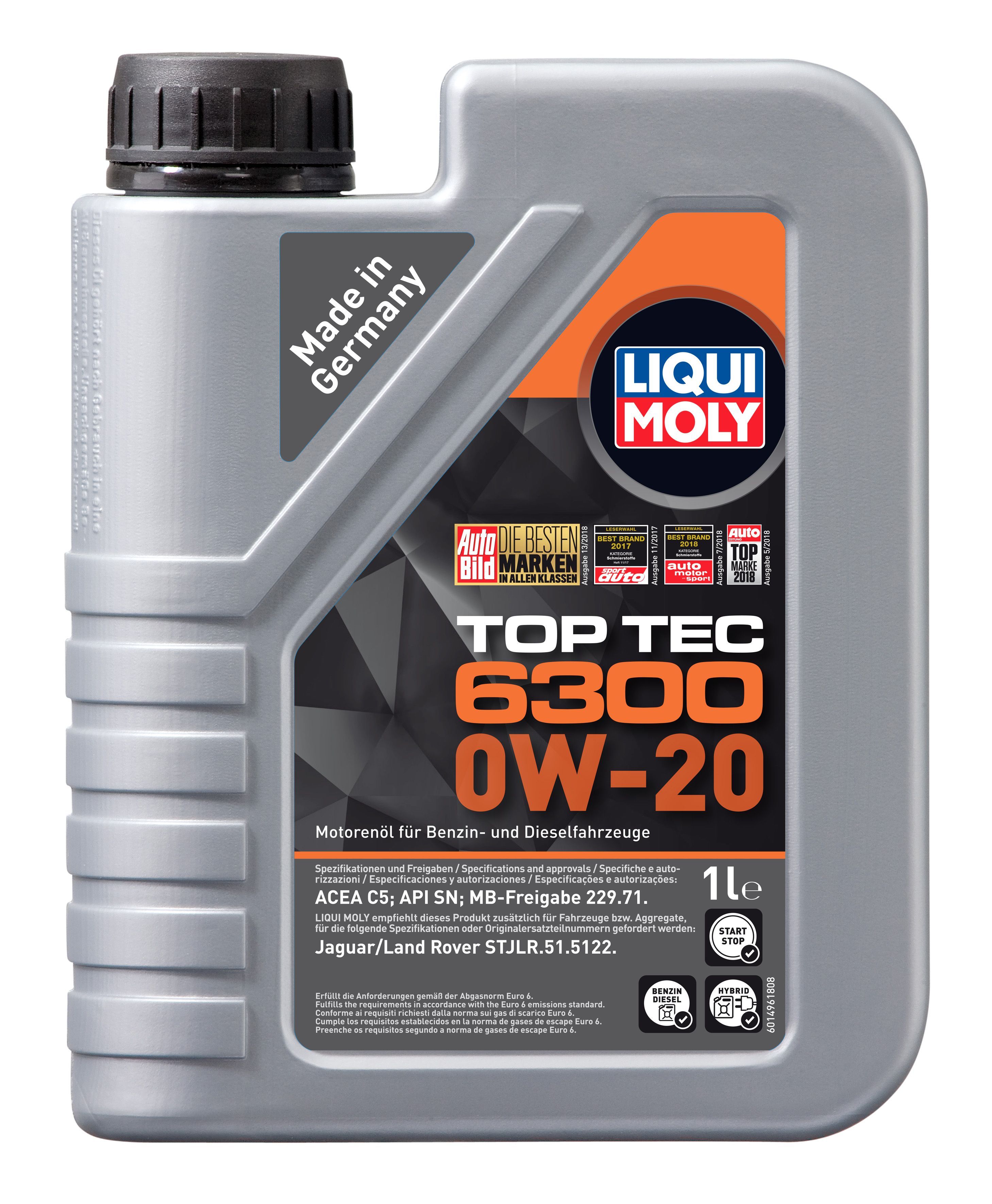 Liqui moly 21216 Liquimoly Нс-Синт МотМасло Top Tec 6300 0w-20 Sn C LIQUI MOLY 21216