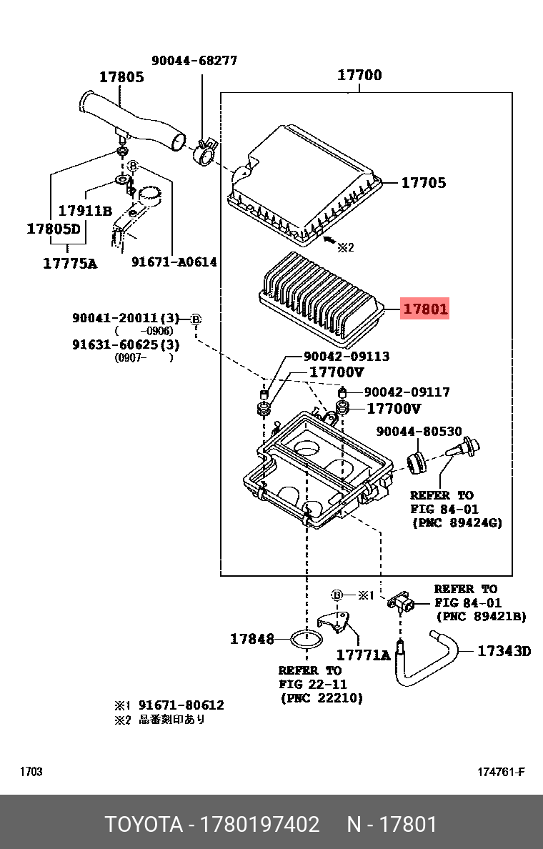 Воздушный фильтр TOYOTA 1780197402