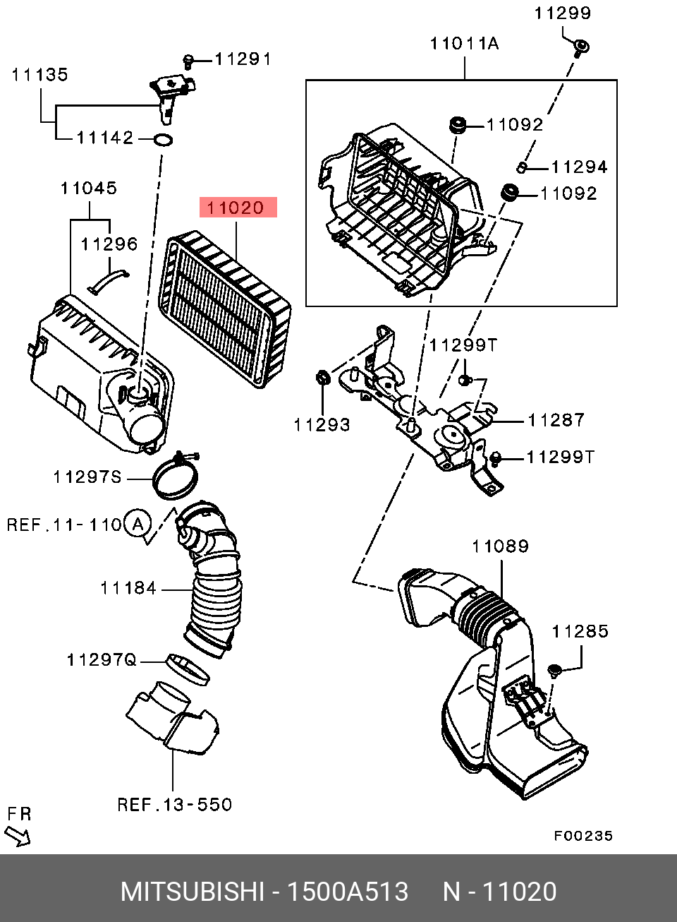 Фильтр воздушный 16 MITSUBISHI 1500A513