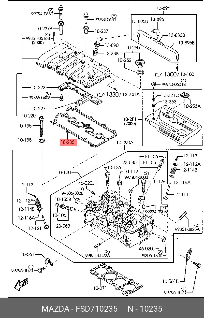 Прокладка клапанной крышки двигателя MAZDA FSD710235