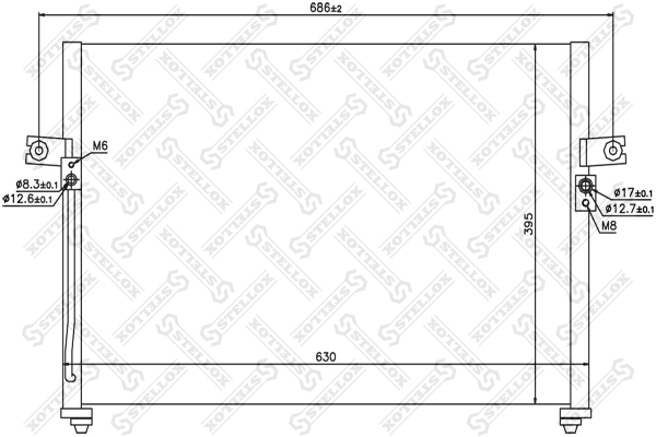 10-45437-SX_радиатор кондиционера Hyundai H-1 97 STELLOX 1045437SX