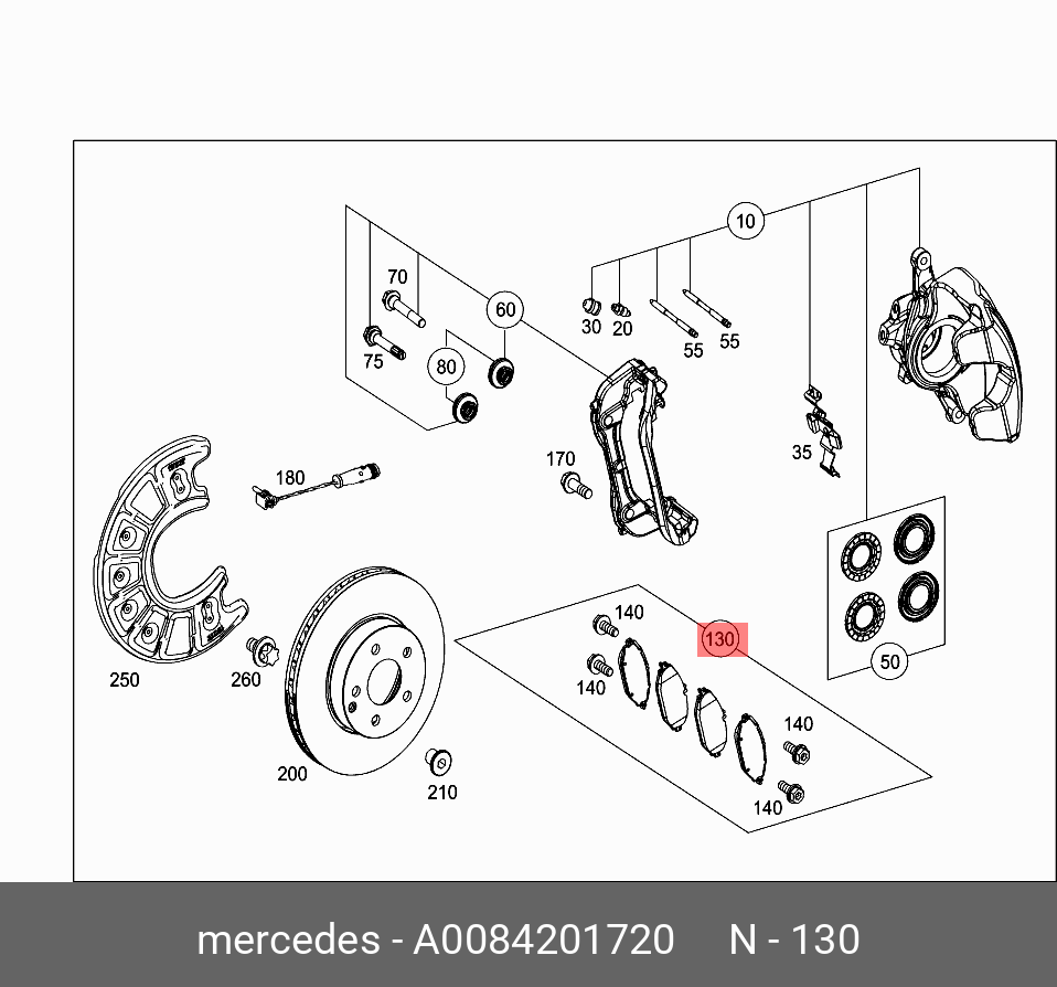 Teilesatz bremsbelag MERCEDES A0084201720