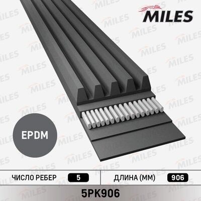 Ремень приводной поликлиновой MILES 5PK906