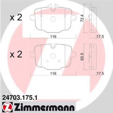 247031751_ Колодки Дисковые Задн 116X72x18  Bmw F10/F11 35I/50I/ ZIMMERMANN 247031751