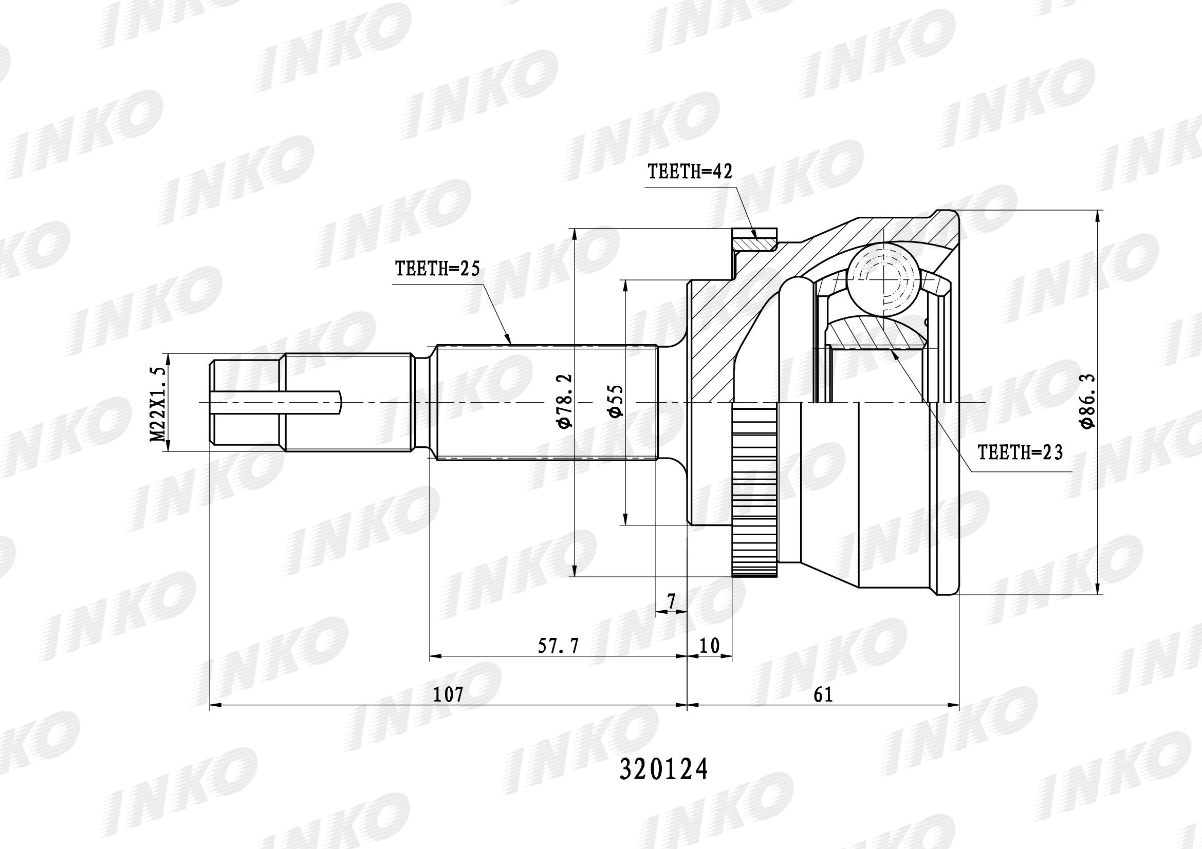 Шрус Наружный 2523  Перед Правлев INKO арт 320124 INKO 320124