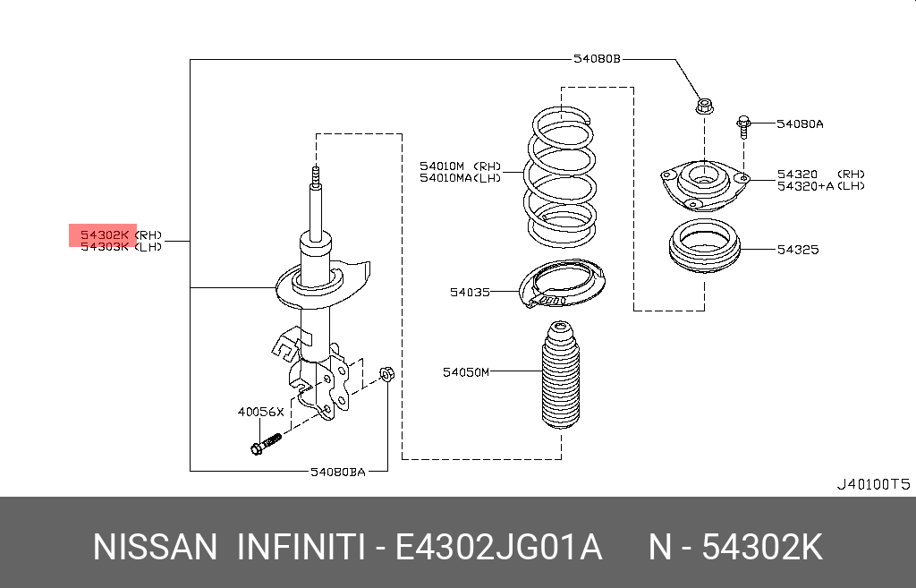 Стойка передней подвески правая (комплект) NISSAN E4302JG01A