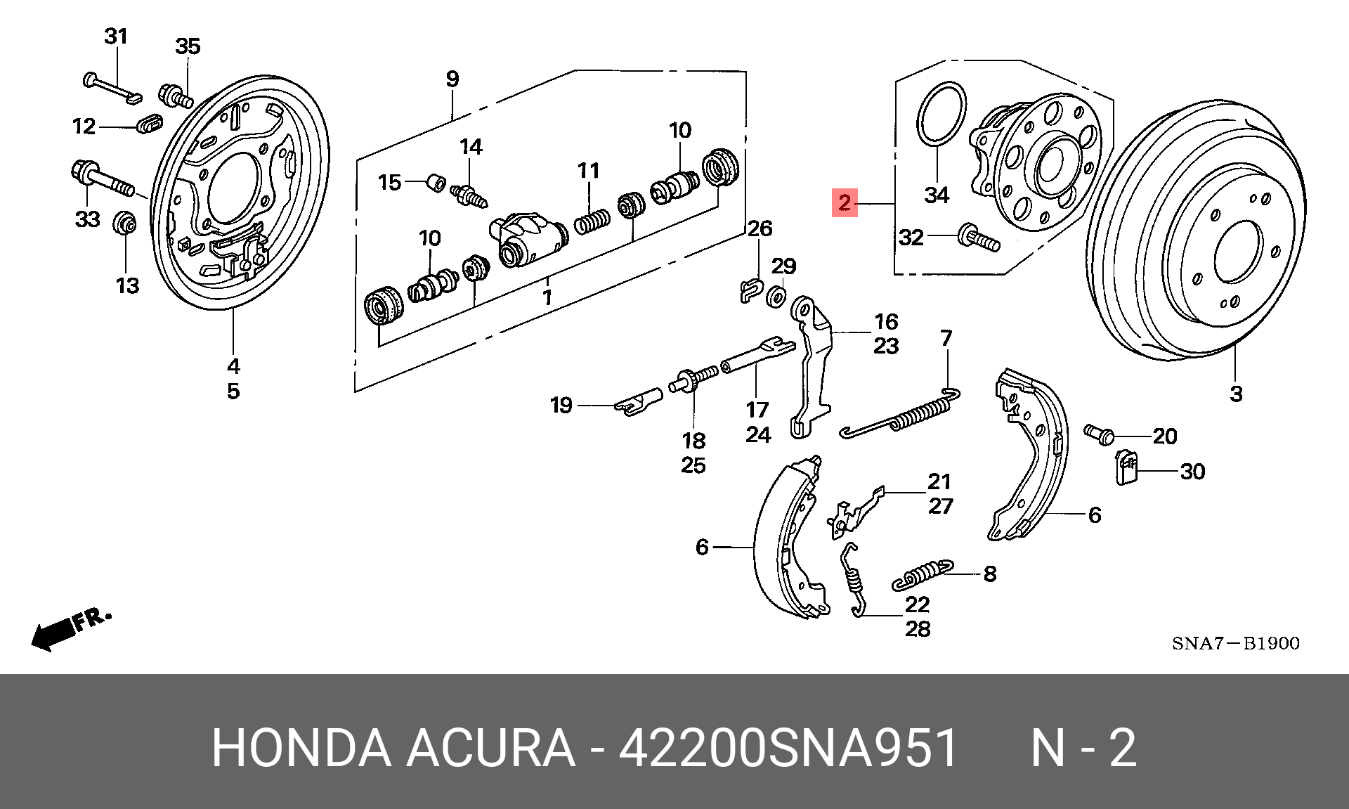 Подшипник ступицы передний | зад лев | HONDA 42200SNA951