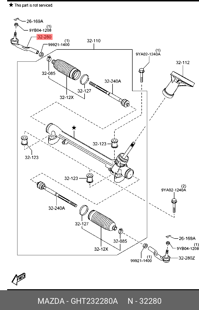 Наконечник рулевой тяги MAZDA GHT232280A