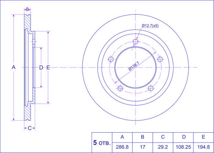 ДИСК ТОРМОЗНОЙ 55211-65D12*TI GUAR TI-GUAR TG5521165D12