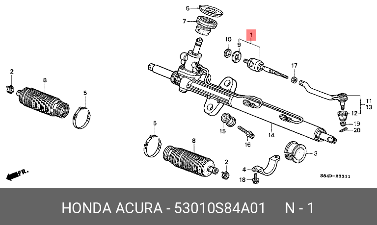 рулевая тяга UA45 53010-S84-A01 HONDA 53010S84A01