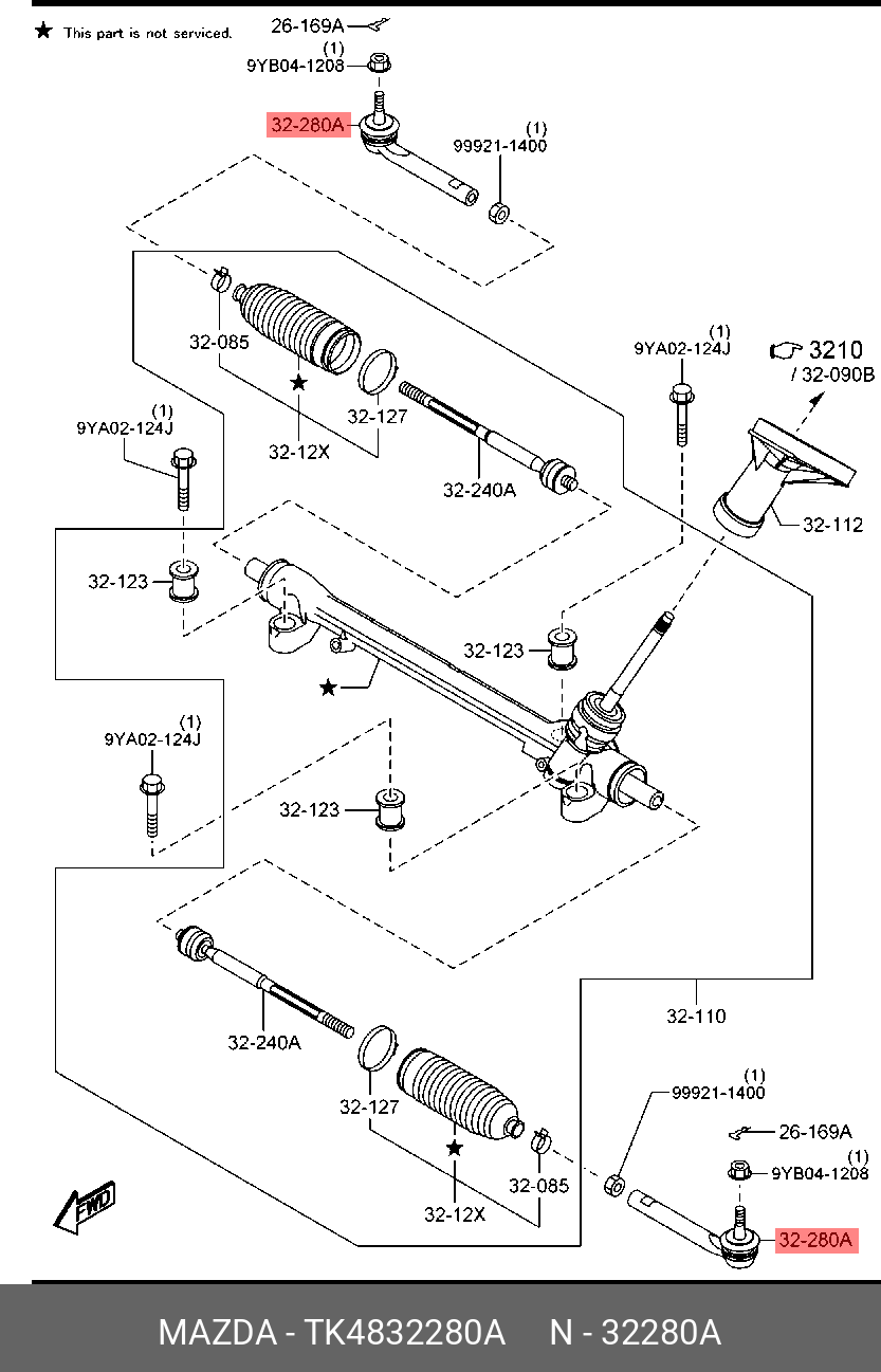 НАКОНЕЧНИК РУЛЕВОЙ MAZDA TK4832280A