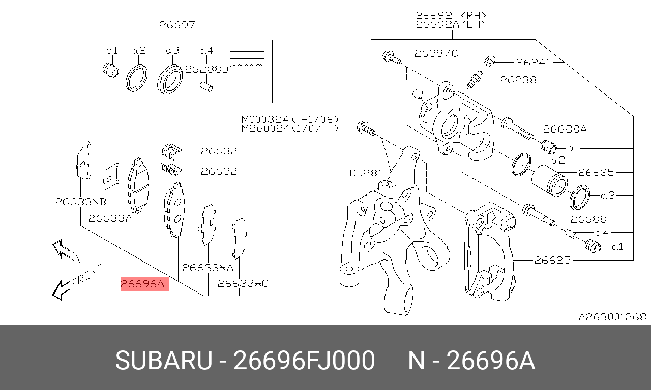 Колодки тормозные дисковые | зад | SUBARU 26696FJ000