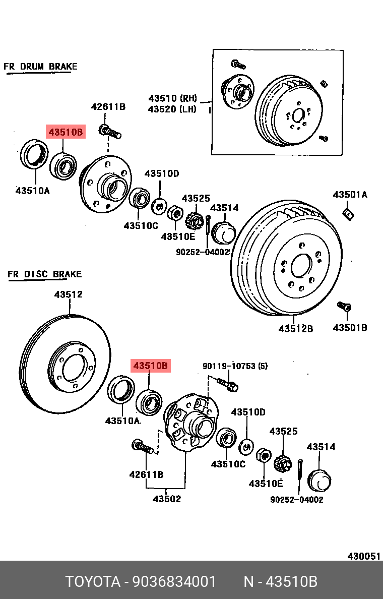 ПОДШИПНИК СТУПВНУТР TOYOTA 9036834001