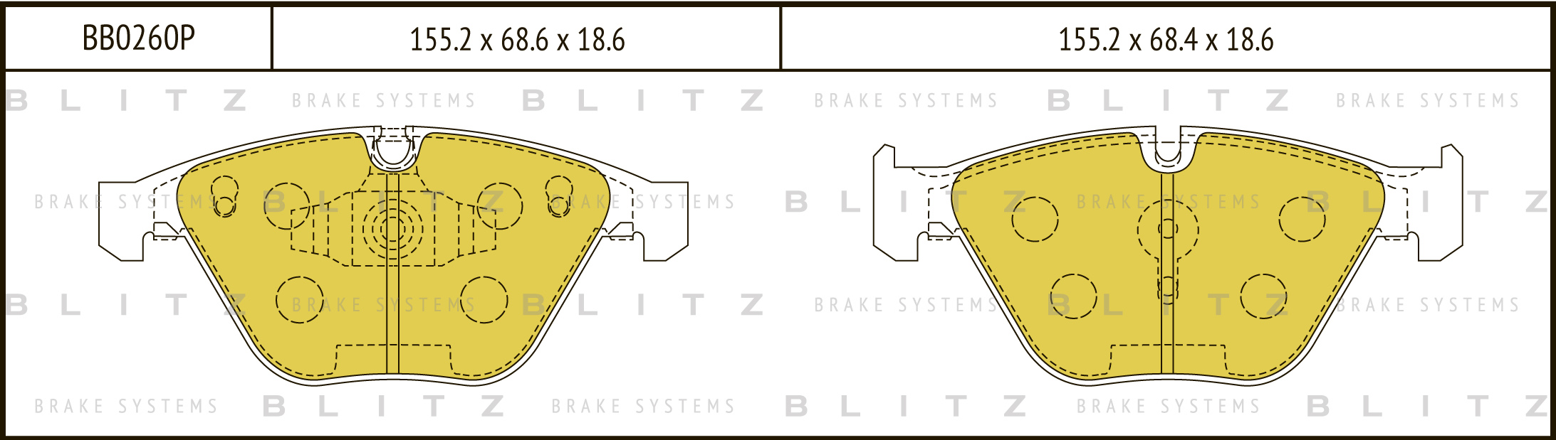 Колодки тормозные дисковые передние BLITZ BB0260P