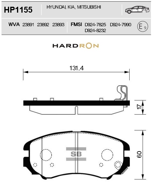 Колодки тормозные передние SANGSIN HP1155