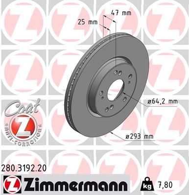 ДИСК ПЕРЕДН ТОРМОЗНОЙ МЕХАНИЗМ ZIMMERMANN 280319220