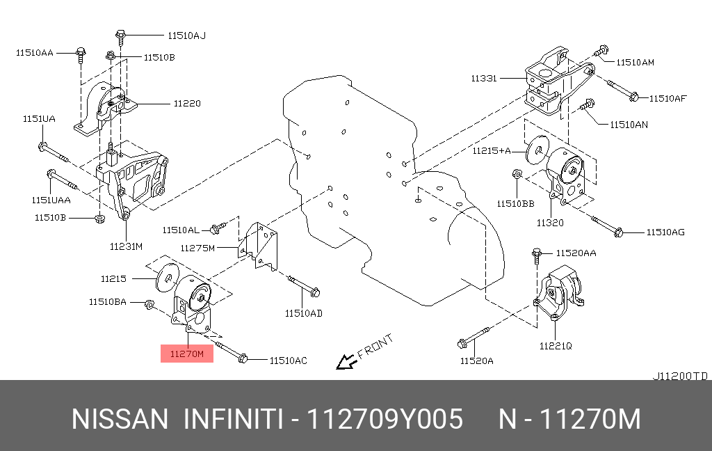 Подушка ДВС NISSAN 112709Y005