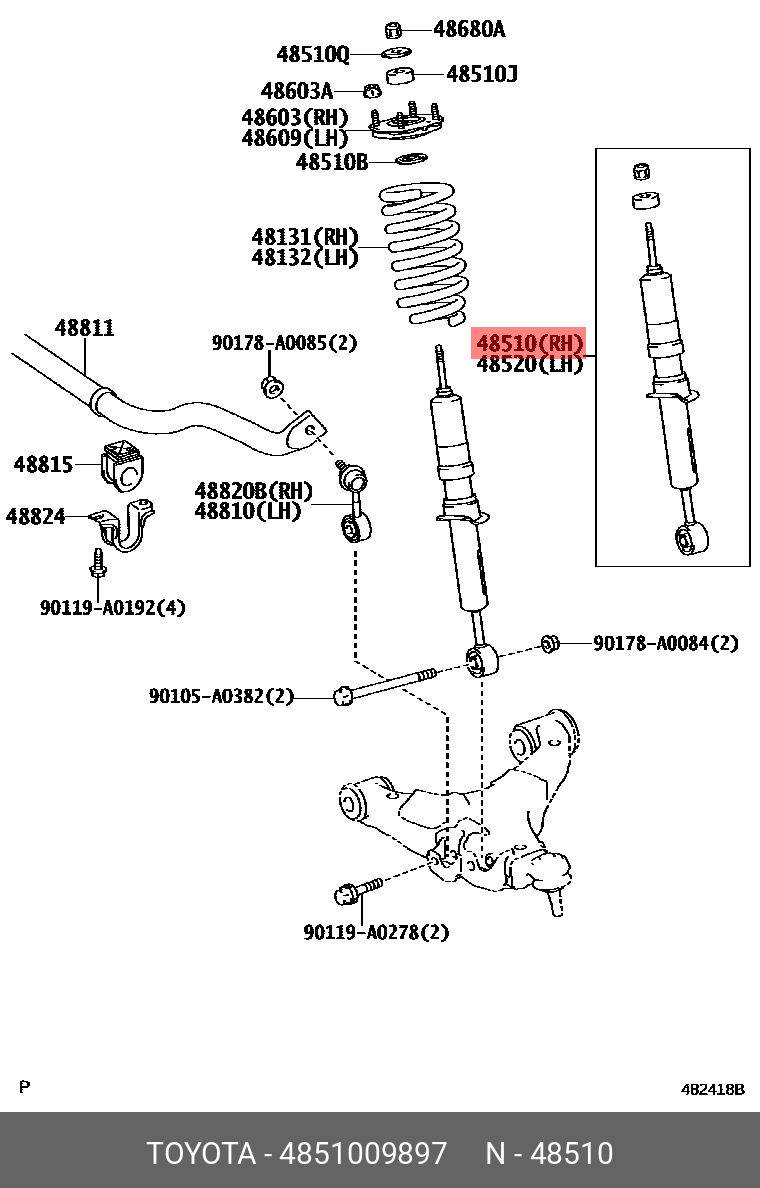 Амотизатор передний TOYOTA 4851009897