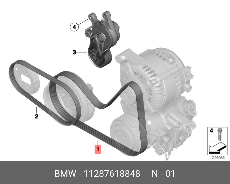 Клиновой рифленый ремень BMW 11 28 7 618 848 BMW 11287618848