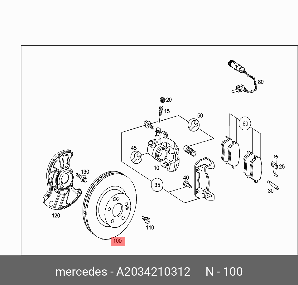 Диск тормозной | перед | MERCEDES A2034210312