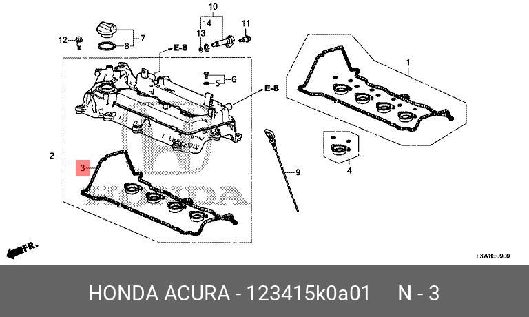 Прокладка клапанной крышки  CR-V V Hybrid 18 HONDA 123415K0A01