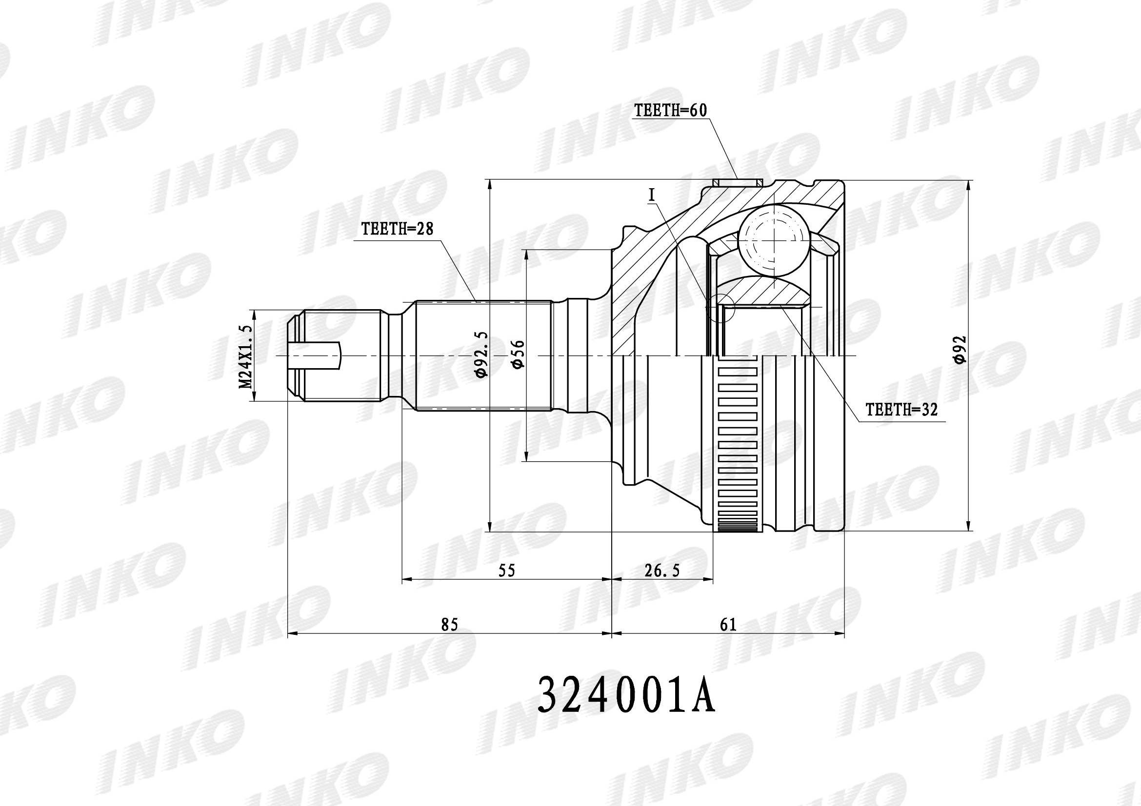 ШРУС внешний 28/32 ABS 60 INKO 324001A