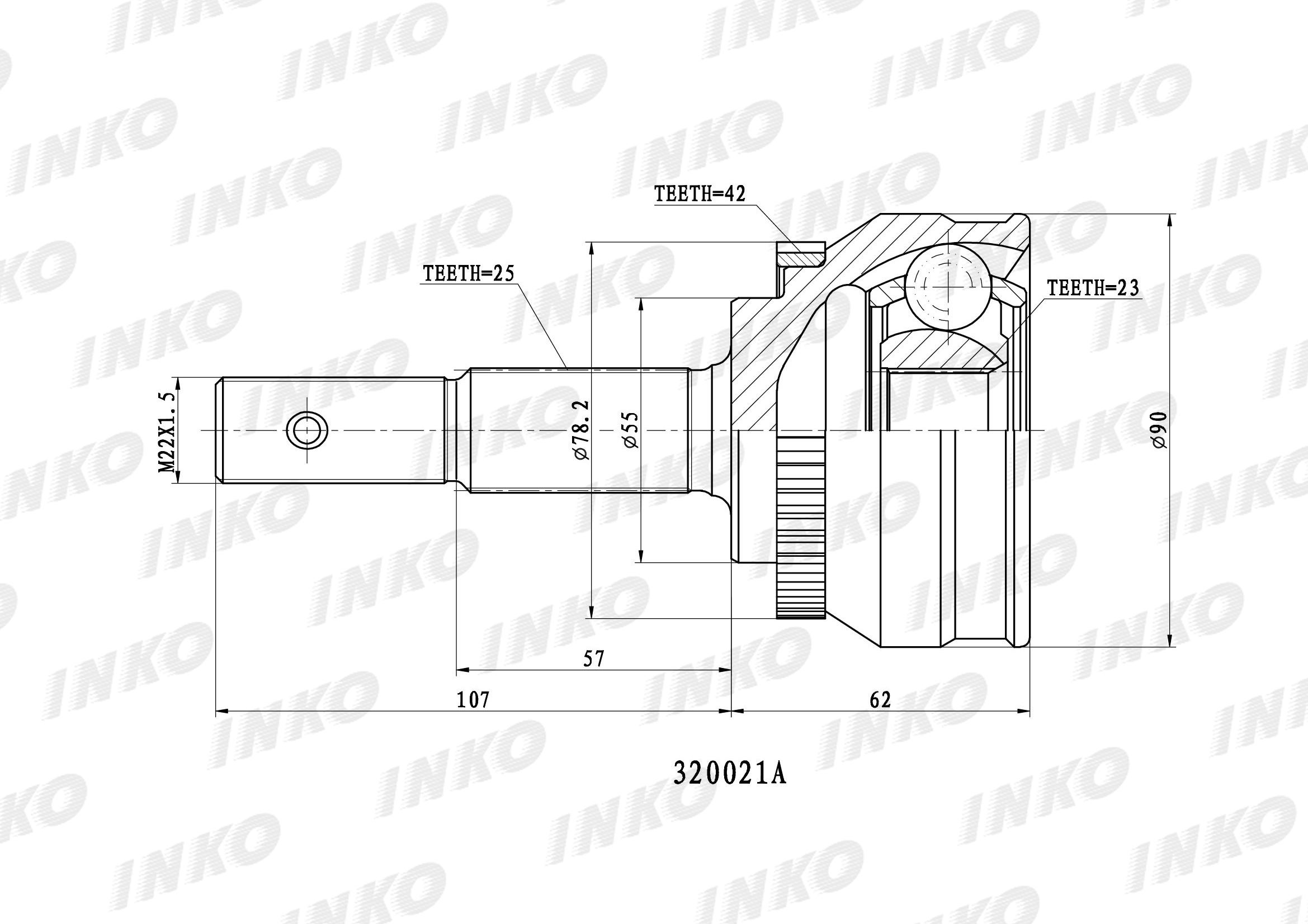 Шрус Внешний 2523  42  Перед Правлев INKO арт 320021A INKO 320021A