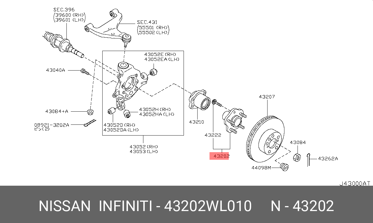 Ступица задняя NISSAN 43202WL010