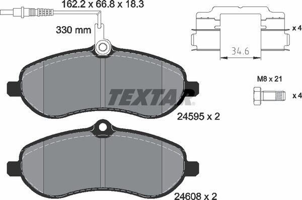 Колодки тормозные передние с противошумной пластиной Q+ TEXTAR 2459501