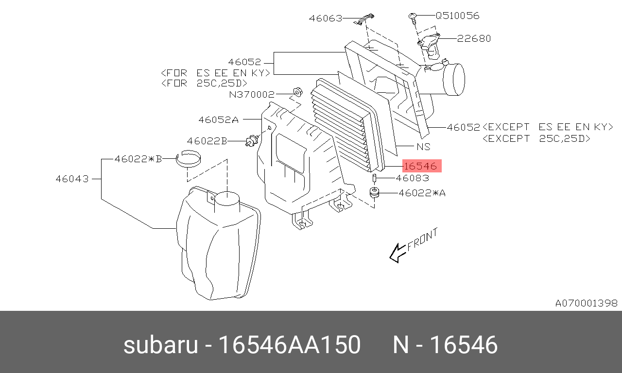 Фильтр воздушный SUBARU 16546AA150