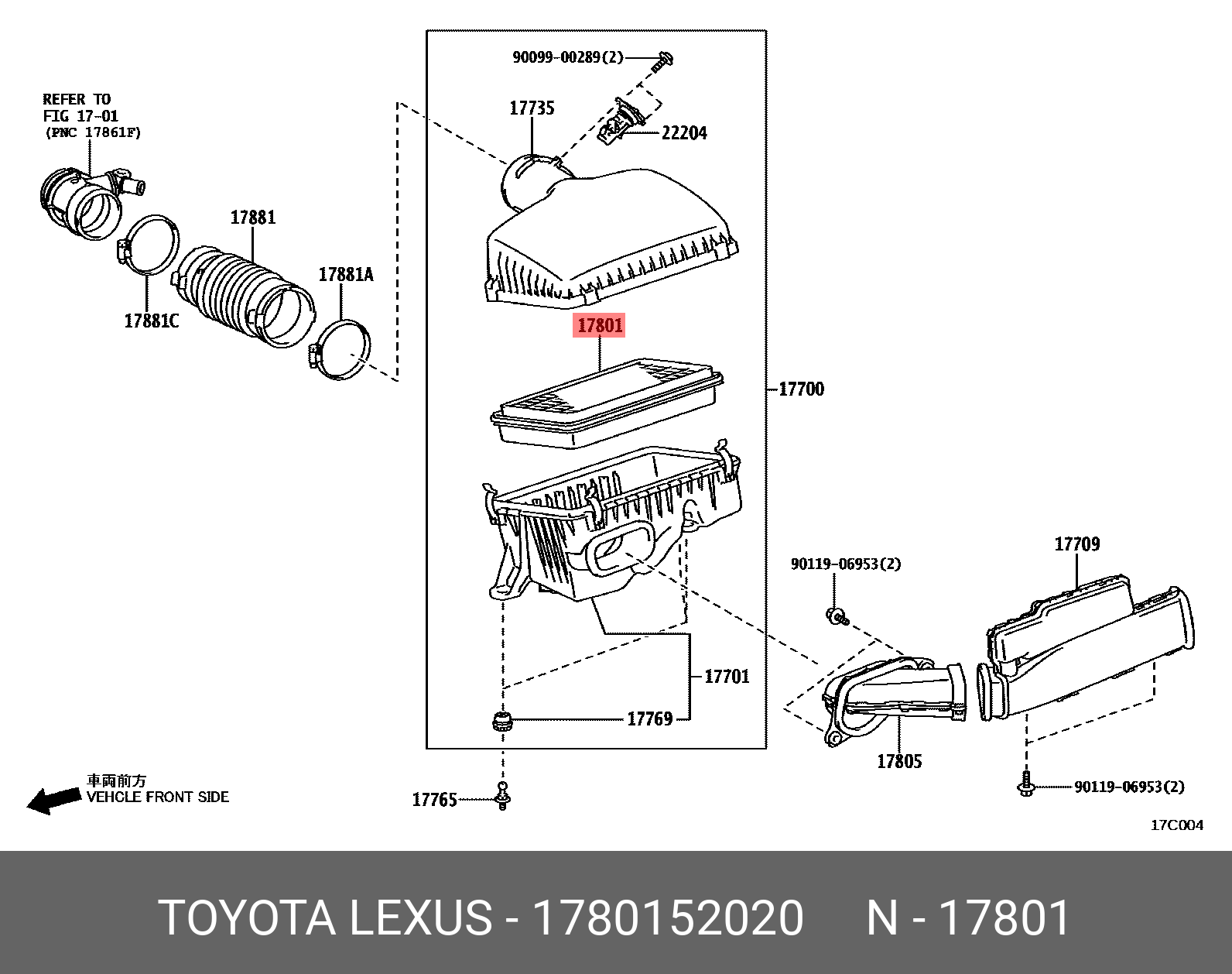 Фильтр воздушный 1780152020 Land Cruiser FJA300 Disel TOYOTA 1780152020