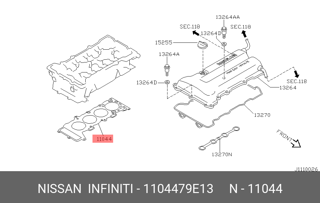 Прокладка головки блока цилиндров NISSAN 1104479E13