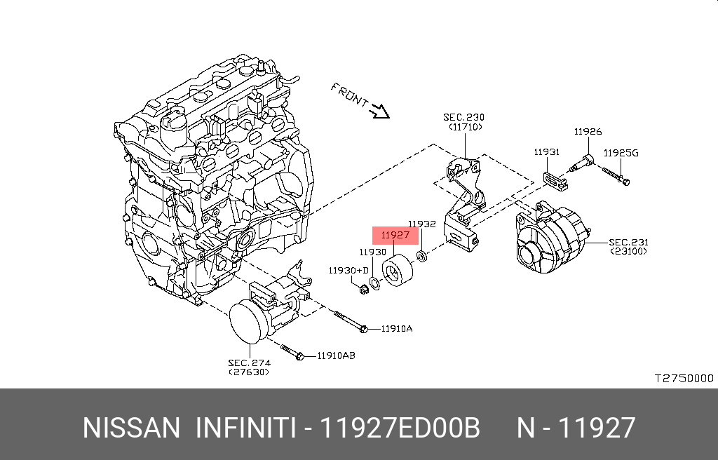 РОЛИК НАТЯЖИТЕЛЯ NISSAN 11927ED00B