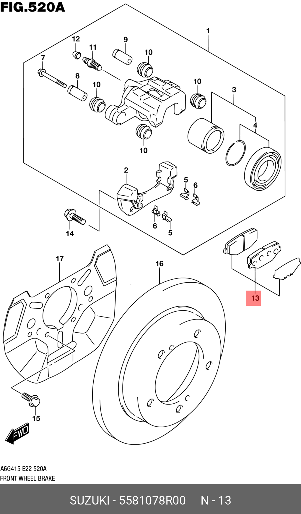 КОЛОДКИ ДИСКОВЫЕ SUZUKI 5581078R00