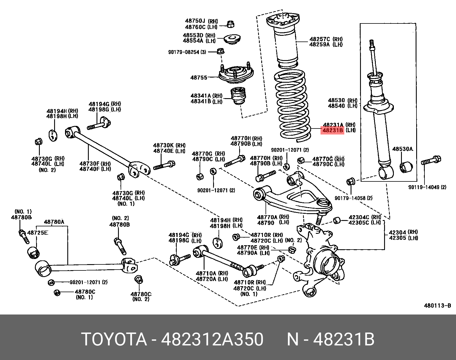 Пружина ходовой части | зад | TOYOTA 482312A350