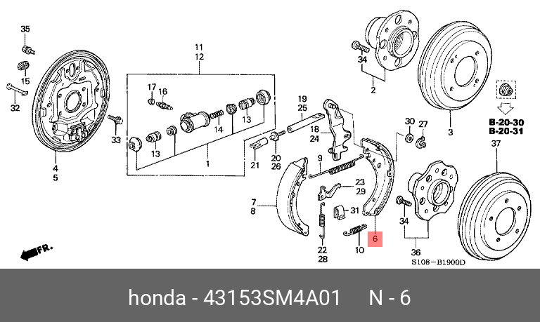 Задняя тормозная колодка HONDA 43153SM4A01