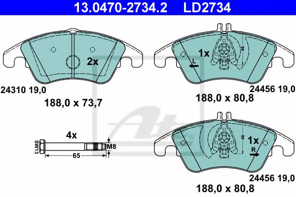 Колодки тормозные передние CERAMIC ATE 130470-27342 ATE 13047027342