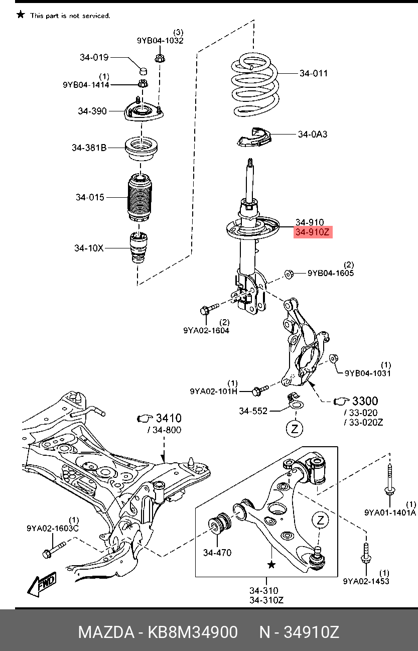 АМОРТИЗАТОР ПЕРЕДНИЙ MAZDA KB8M34900