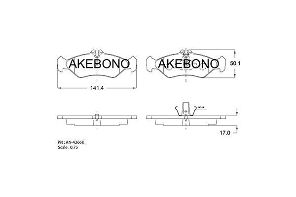 Комплект тормозных колодок дисковый тормоз AKEBONO AN4266K